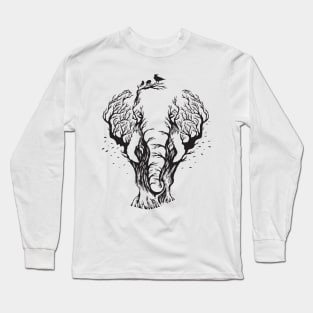 elephant with forest background Long Sleeve T-Shirt